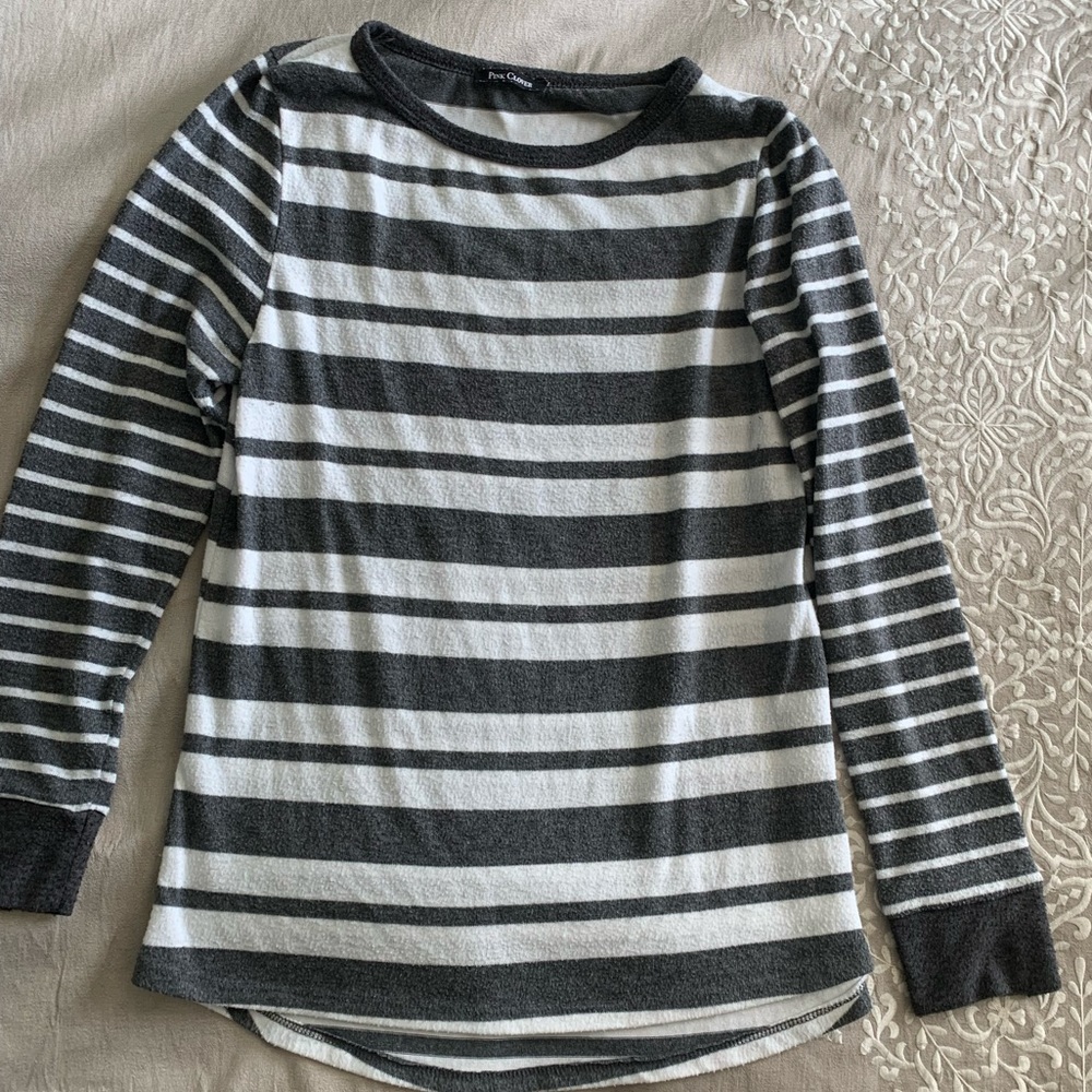Gray & White Striped Sweater